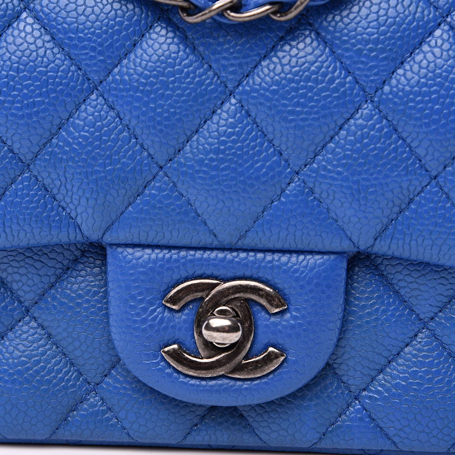 Chanel Caviar Quilted Mini Square Flap Blue 12 of 13