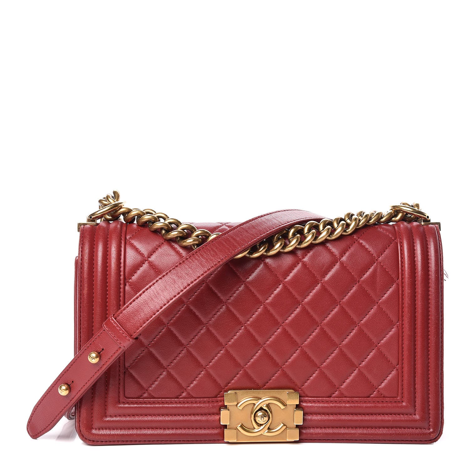 Chanel Lambskin Quilted Medium Boy Flap Dark Red 1 of 11