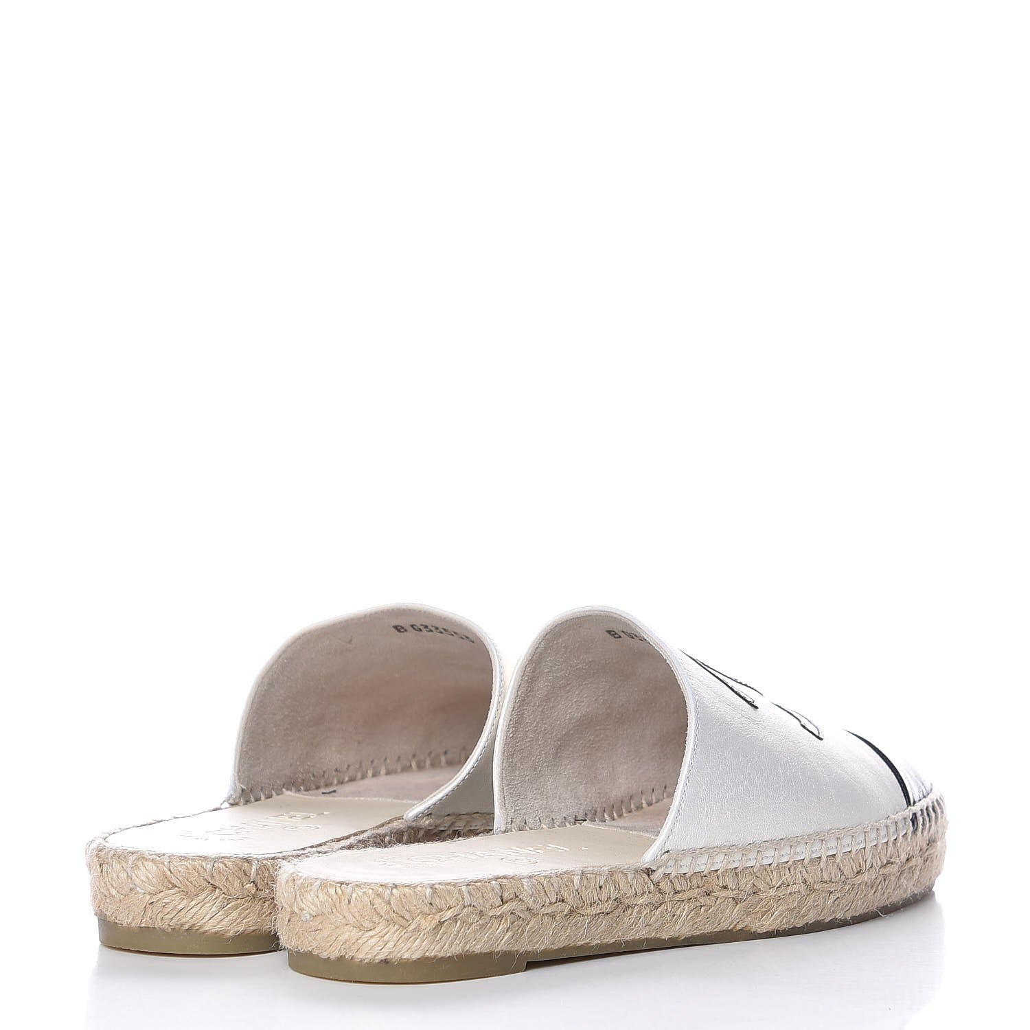 Chanel Iridescent Goatskin CC Espadrille Mules 36 Ivory Black 4 of 8