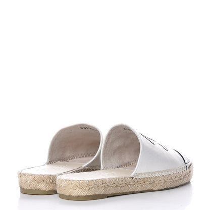 Chanel Iridescent Goatskin CC Espadrille Mules 36 Ivory Black 4 of 8