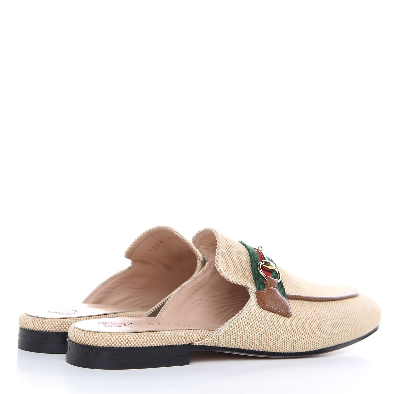 Gucci Canvas Vintage Charlotte Web Princetown Slippers 38.5 Sand Cuir 4 of 9