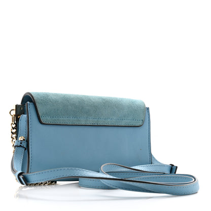 Chloe Suede Calfskin Faye Wallet On Strap Vinyl Blue 3 of 13