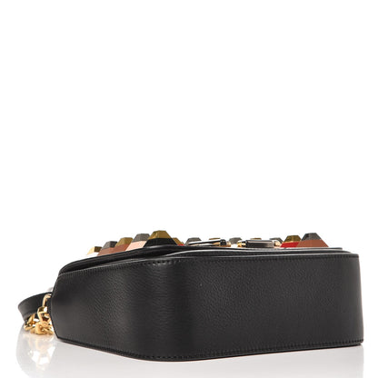 Fendi Grained Calfskin Studded 3Baguette Shoulder Bag Black Multicolor 5 of 8
