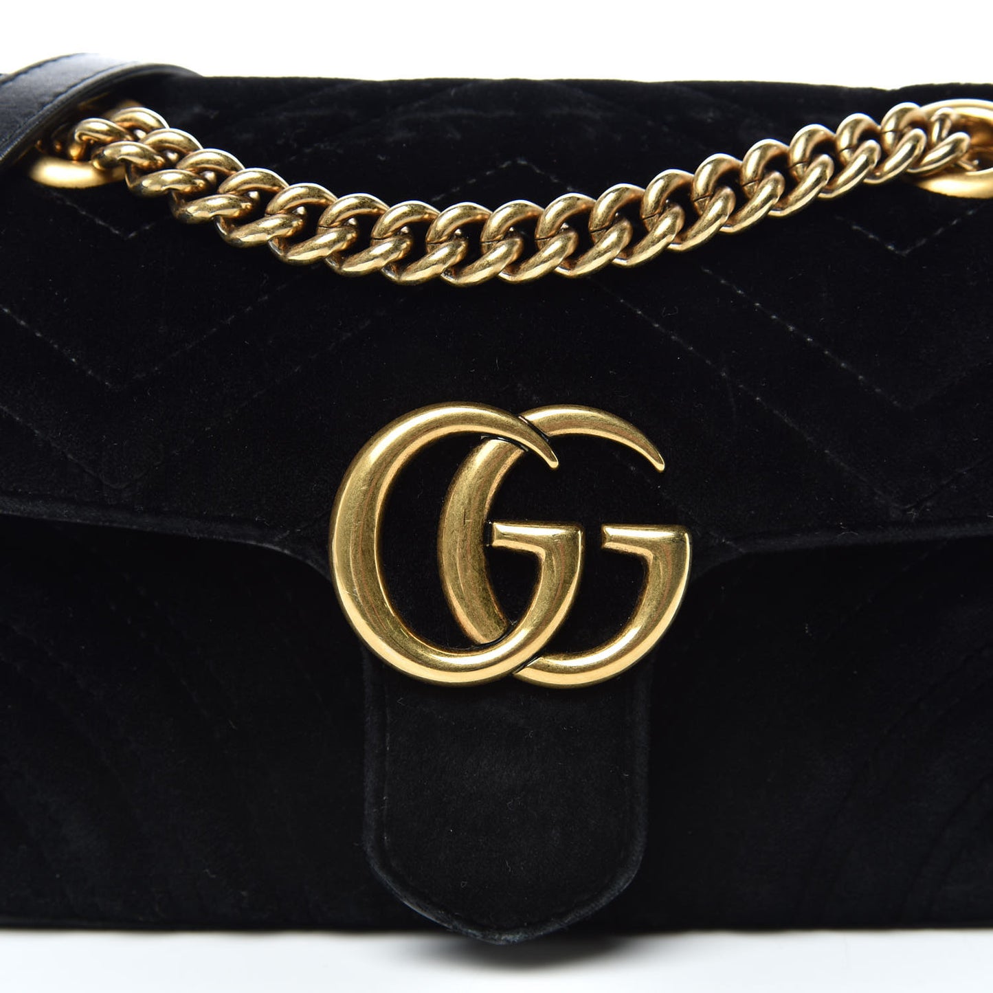 Velvet Matelasse Mini GG Marmont Shoulder Bag Black