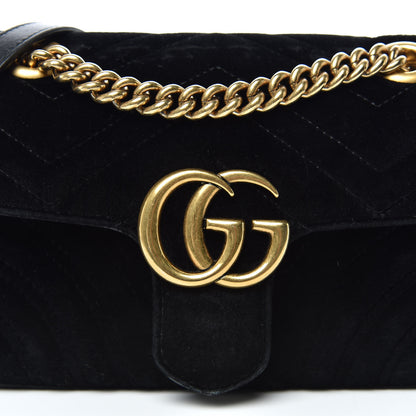 Gucci Velvet Matelasse Mini GG Marmont Shoulder Bag Black 8 of 15
