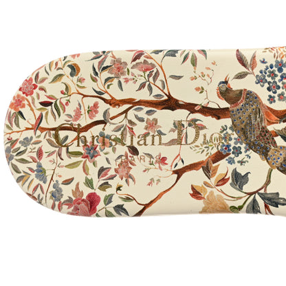 Christian Dior Canvas Jardin d’Hiver Embroidered Dway Flat Slide Sandals 39.5 White Multicolor 8 of 10