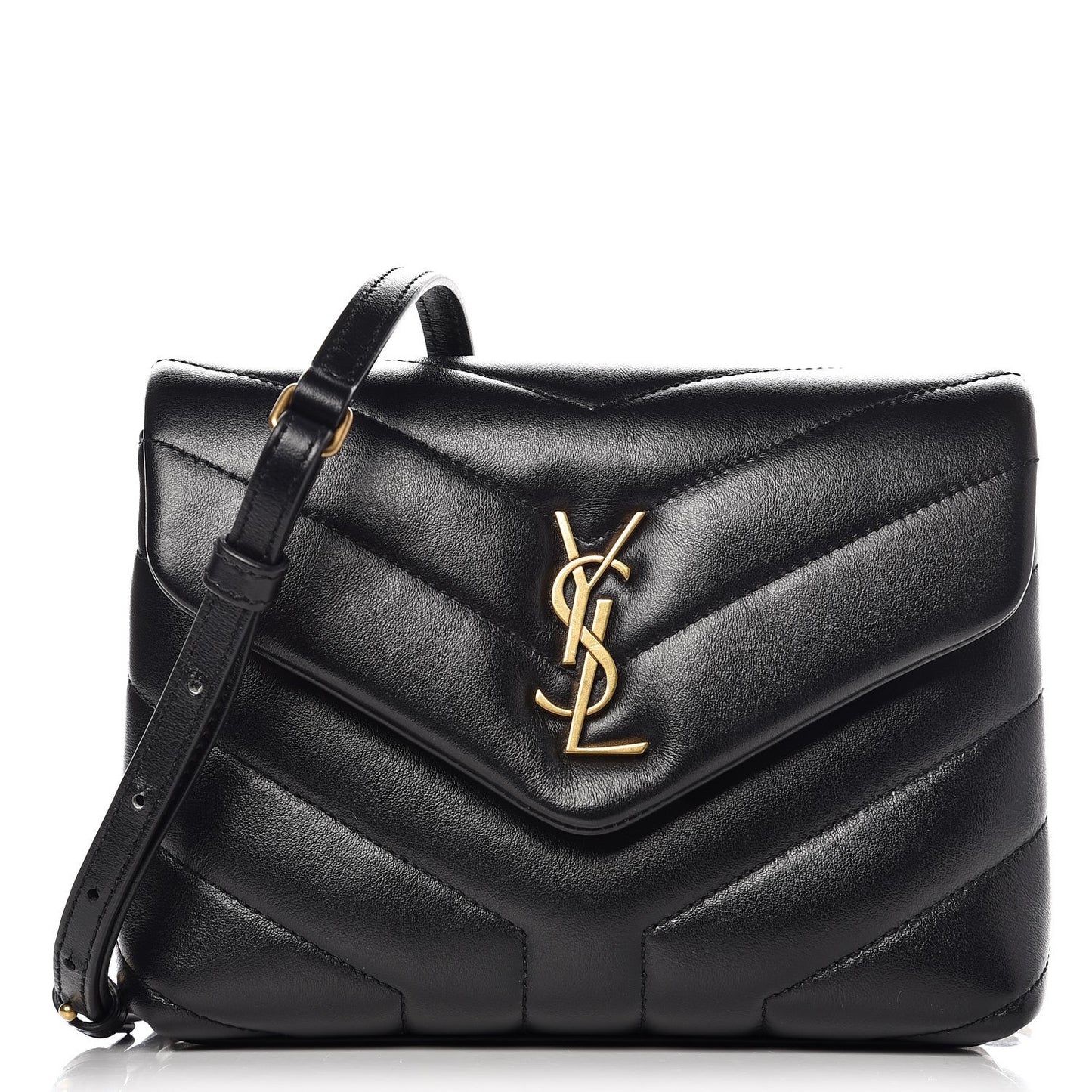 Calfskin Y Quilted Monogram Toy Loulou Crossbody Bag Black