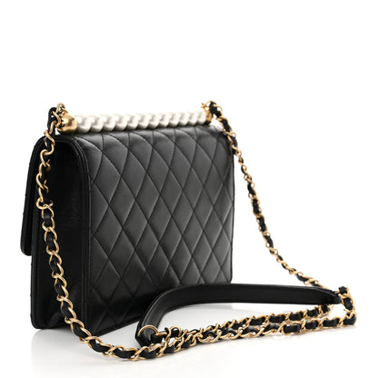 Chanel Lambskin Quilted Small Chic Pearls Flap Black 3 of 15