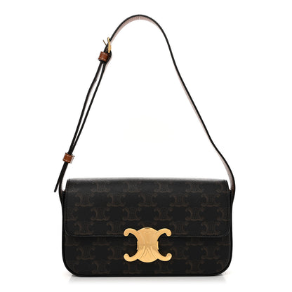 Celine Canvas Calfskin Triomphe Shoulder Bag Tan 1 of 10
