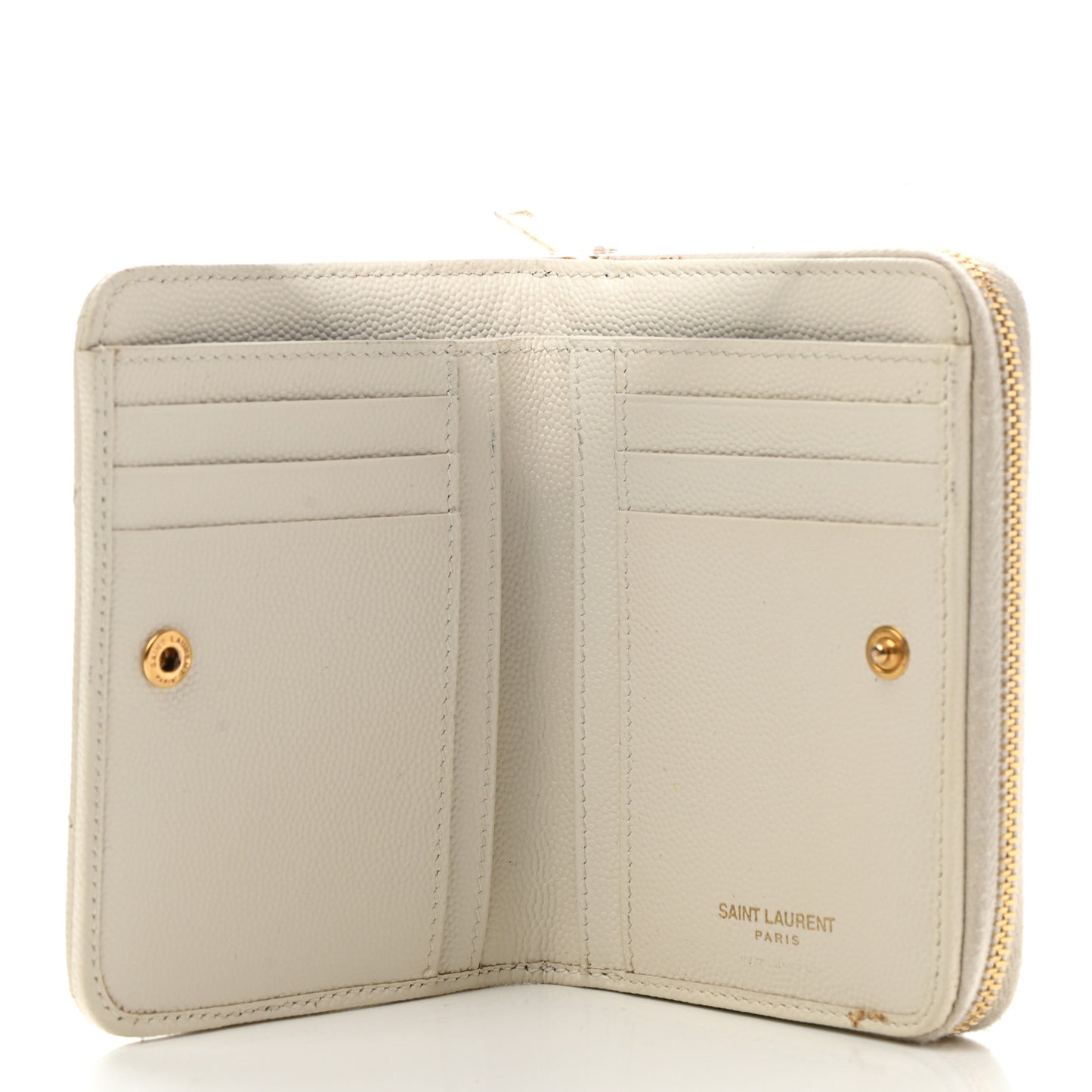 Grain De Poudre Matelasse Chevron Monogram Compact Zip Around Wallet Crema Soft