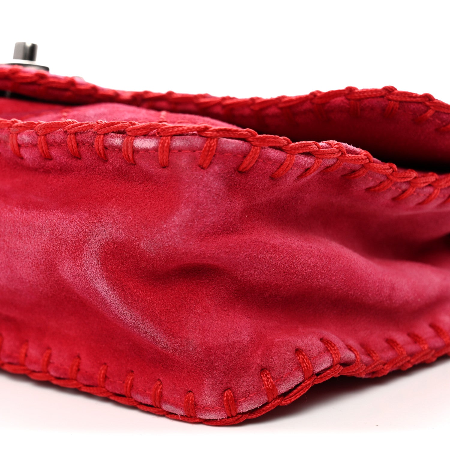Chanel Suede Quilted Whipstitch Flap Red 10 of 10