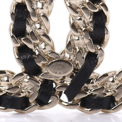 Chanel Lambskin Crystal Vintage Allure CC Chain Brooch Black Gold 3 of 5