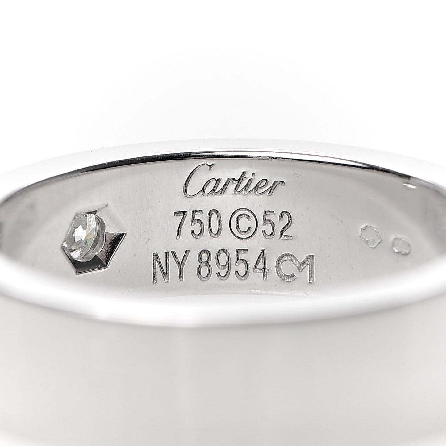 18K White Gold Diamond 5.5mm Christmas LOVE Ring 52 6