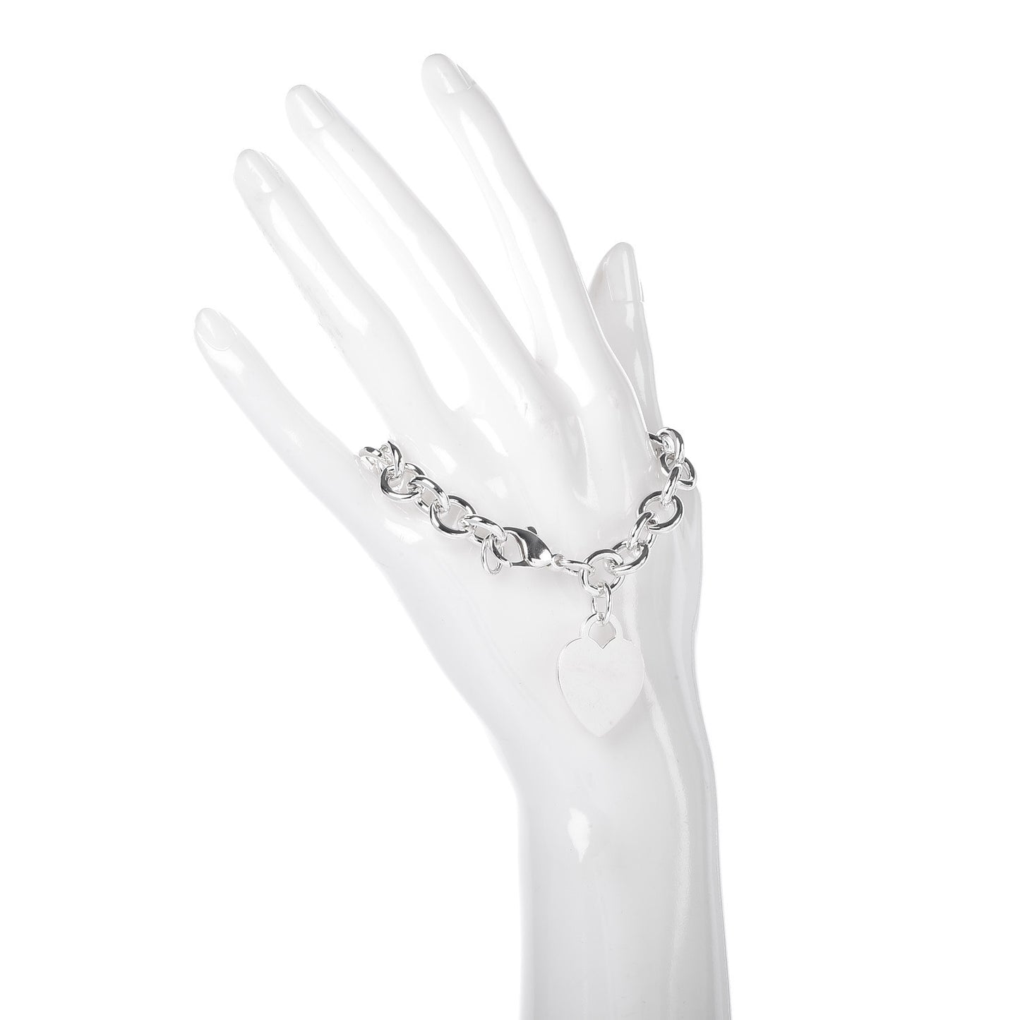 Sterling Silver Heart Tag Charm Bracelet
