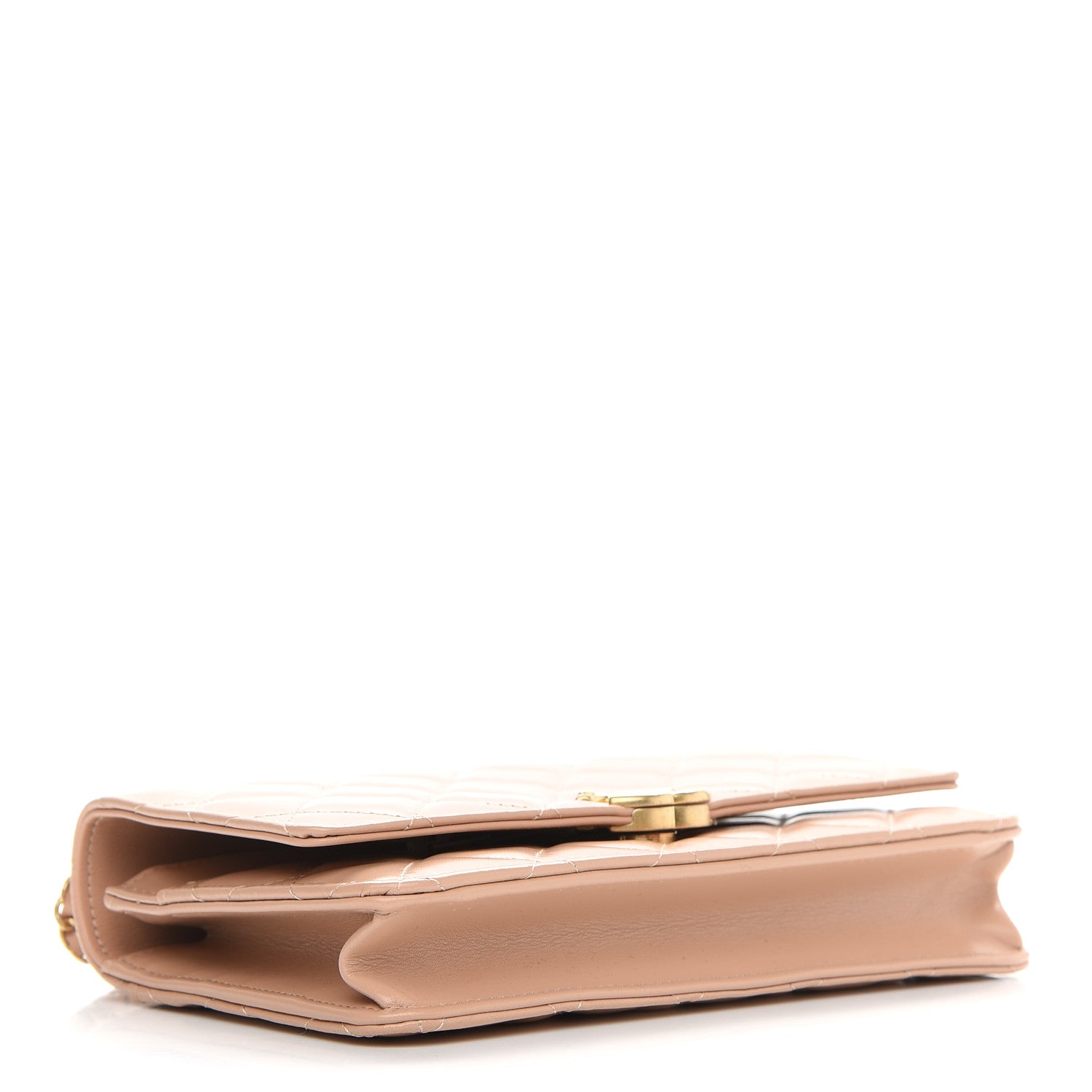 Chanel Calfskin Quilted Perfect Fit Wallet On Chain WOC Beige 4 of 10