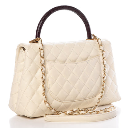 Chanel Caviar Lizard Quilted Small Coco Handle Flap Ivory 3 of 14
