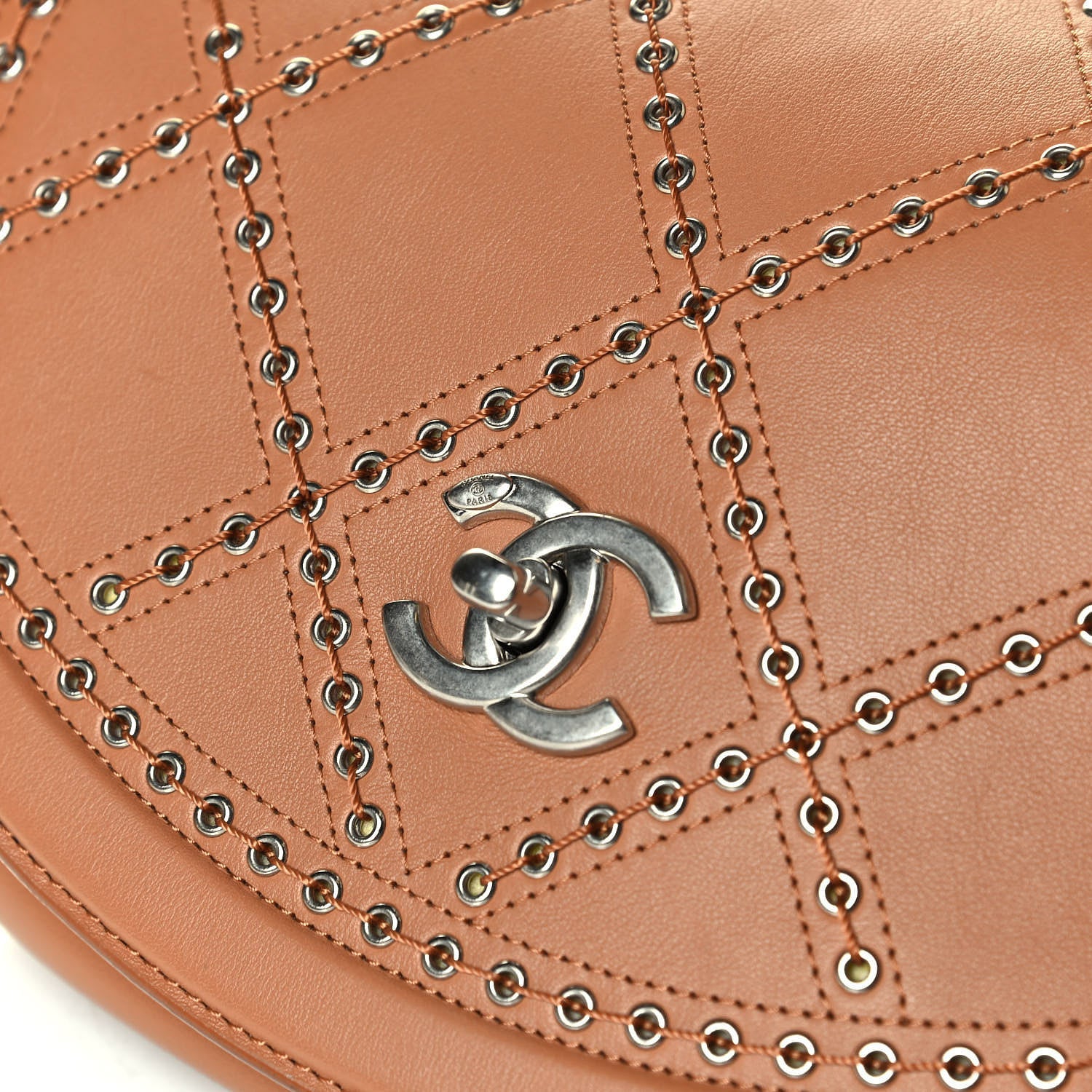 Chanel Calfskin Coco Eyelets Small Flap Bag Camel 8 of 10