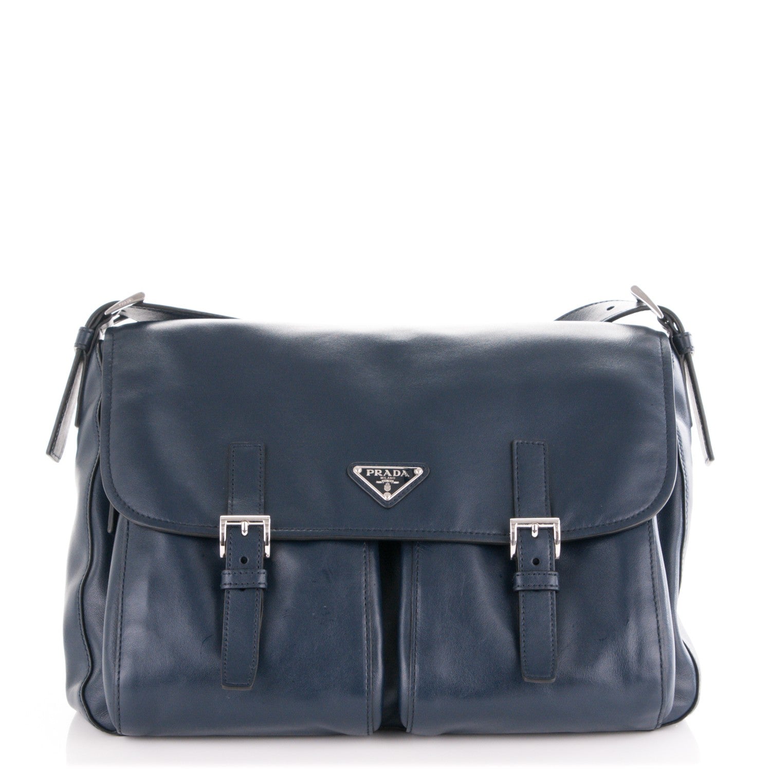 Prada Soft Calf Pattina Messenger Bag Baltico 1 of 7