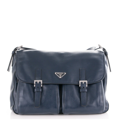 Prada Soft Calf Pattina Messenger Bag Baltico 1 of 7
