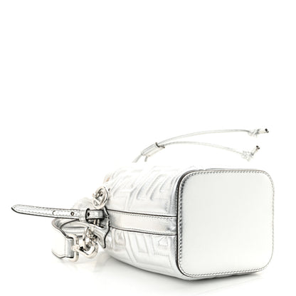 Fendi X MARC JACOBS Agnello Laminato Trapunta FF Mini Mon Tresor Bucket Bag Argento 4 of 10