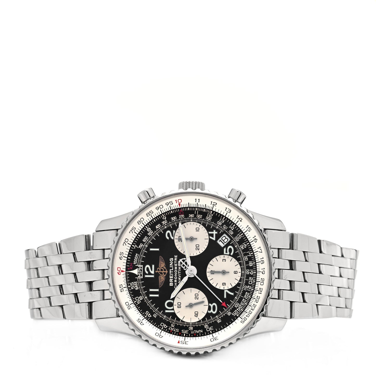 Stainless Steel 42mm Navitimer Chronograph Automatic Watch Black A23322