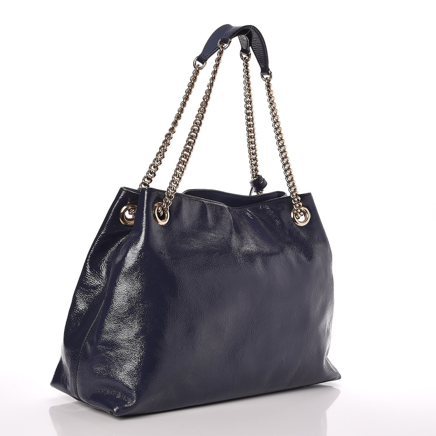 Gucci Patent Medium Soho Chain Shoulder Bag Uniform Blue 3 of 7