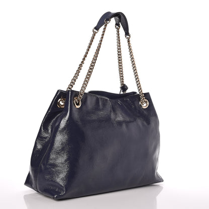 Gucci Patent Medium Soho Chain Shoulder Bag Uniform Blue 3 of 7
