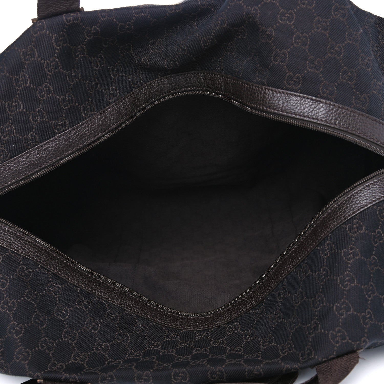 Gucci Denim Monogram Large Collapsible Carry On Duffle Bag Brown 4 of 10