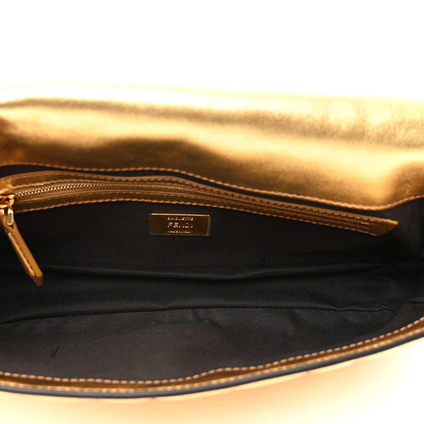 Vitello Catalan Mirror FF 1974 Embossed Baguette Gold