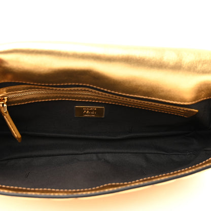 Fendi Vitello Catalan Mirror FF 1974 Embossed Baguette Gold 6 of 9