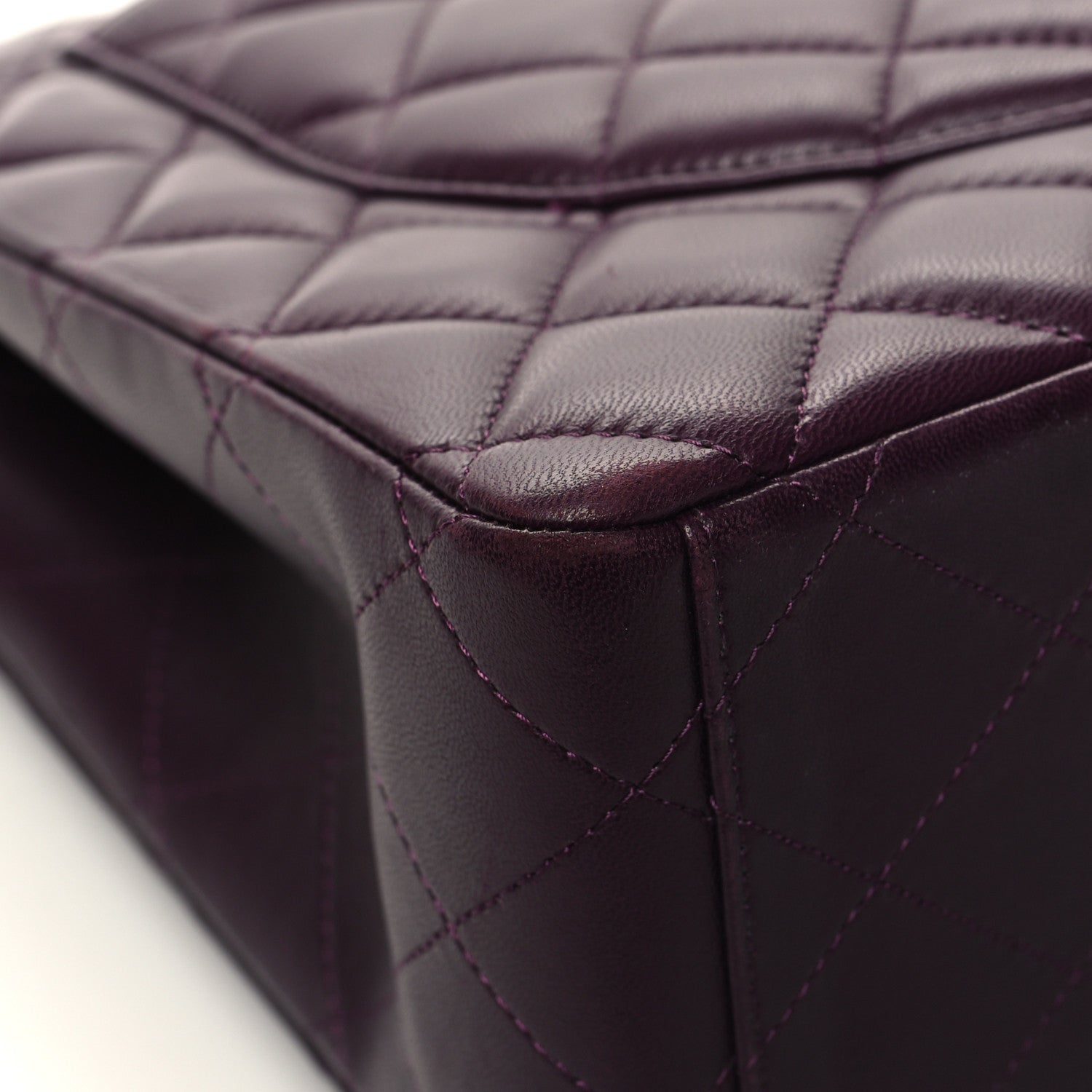 Chanel Lambskin Quilted Maxi Double Flap Plum 11 of 13