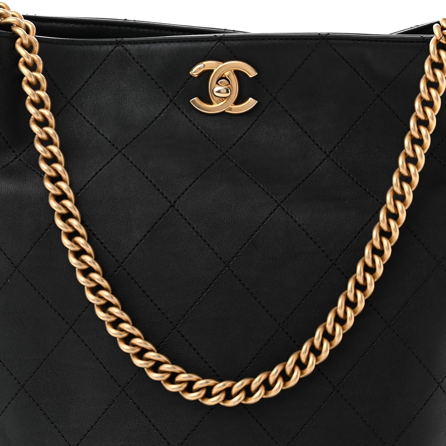 Chanel Calfskin Stitched Large Button Up Hobo Black 8 of 11