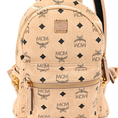 MCM Visetos Side Stud Mini Stark Backpack Beige 8 of 10