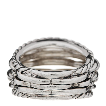 David Yurman Sterling Silver Diamond 20mm Tides Dome Ring 57 8 4 of 5