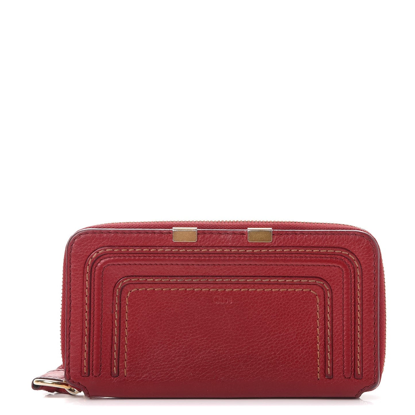 Grained Calfskin Marcie Long Zip Around Wallet Red