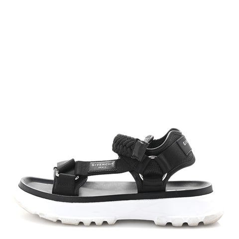 Calfskin Canvas Braided Spectre Sandals 42 Black