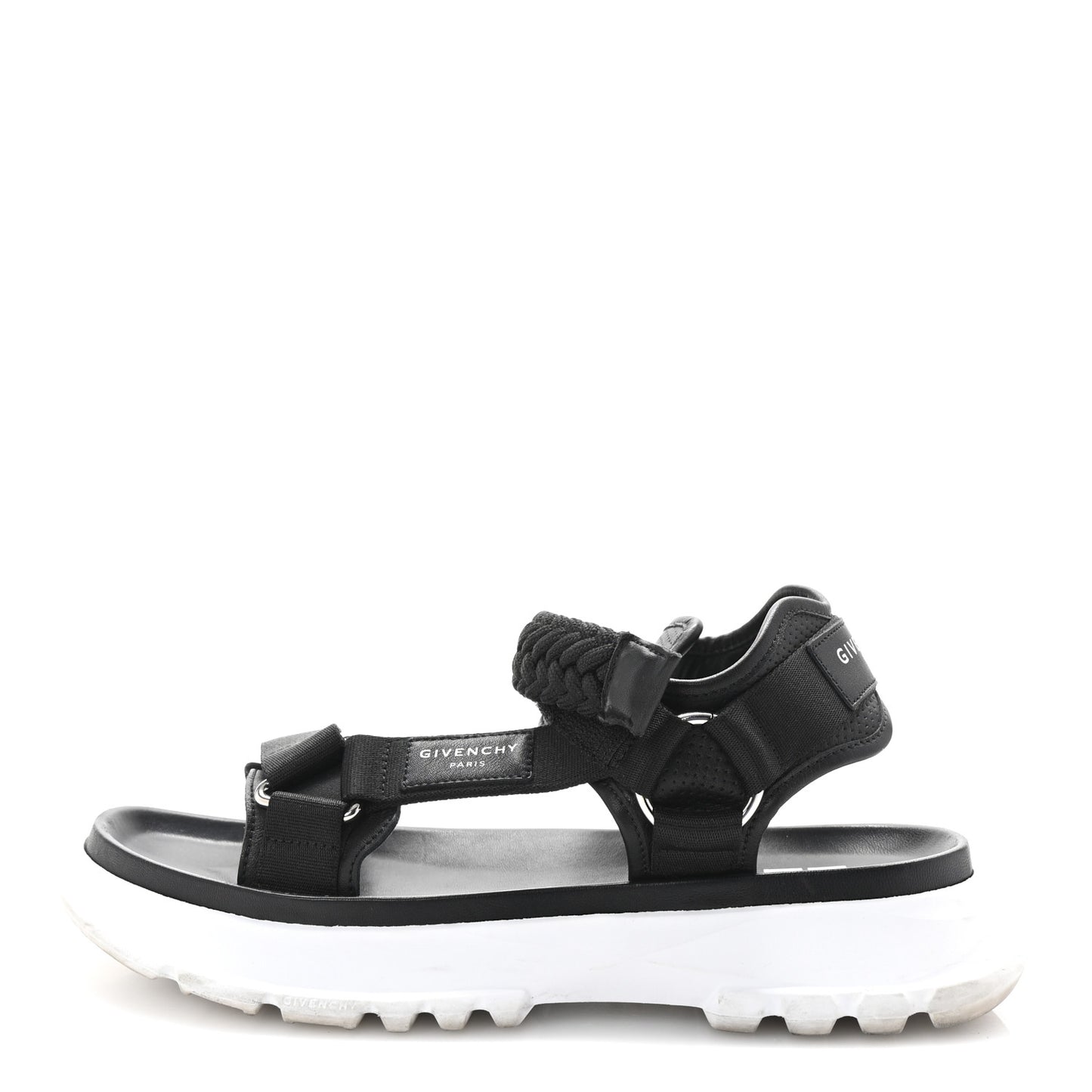 Calfskin Canvas Braided Spectre Sandals 42 Black