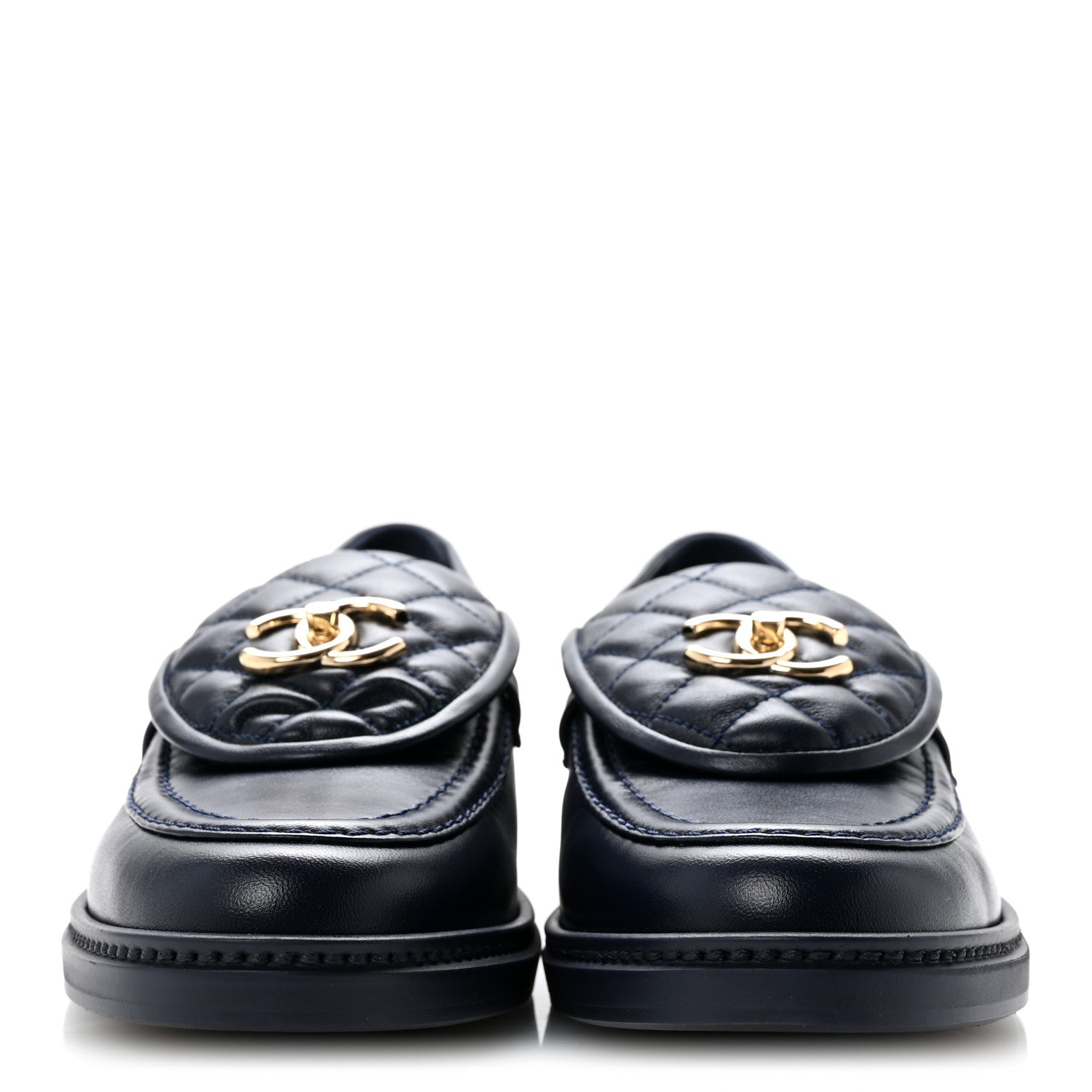 Chanel Lambskin Quilted CC Turnlock Loafers 40 Navy 3 of 10