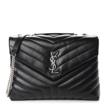 Saint Laurent Calfskin Y Quilted Monogram Medium Loulou Chain Satchel Black 1 of 10