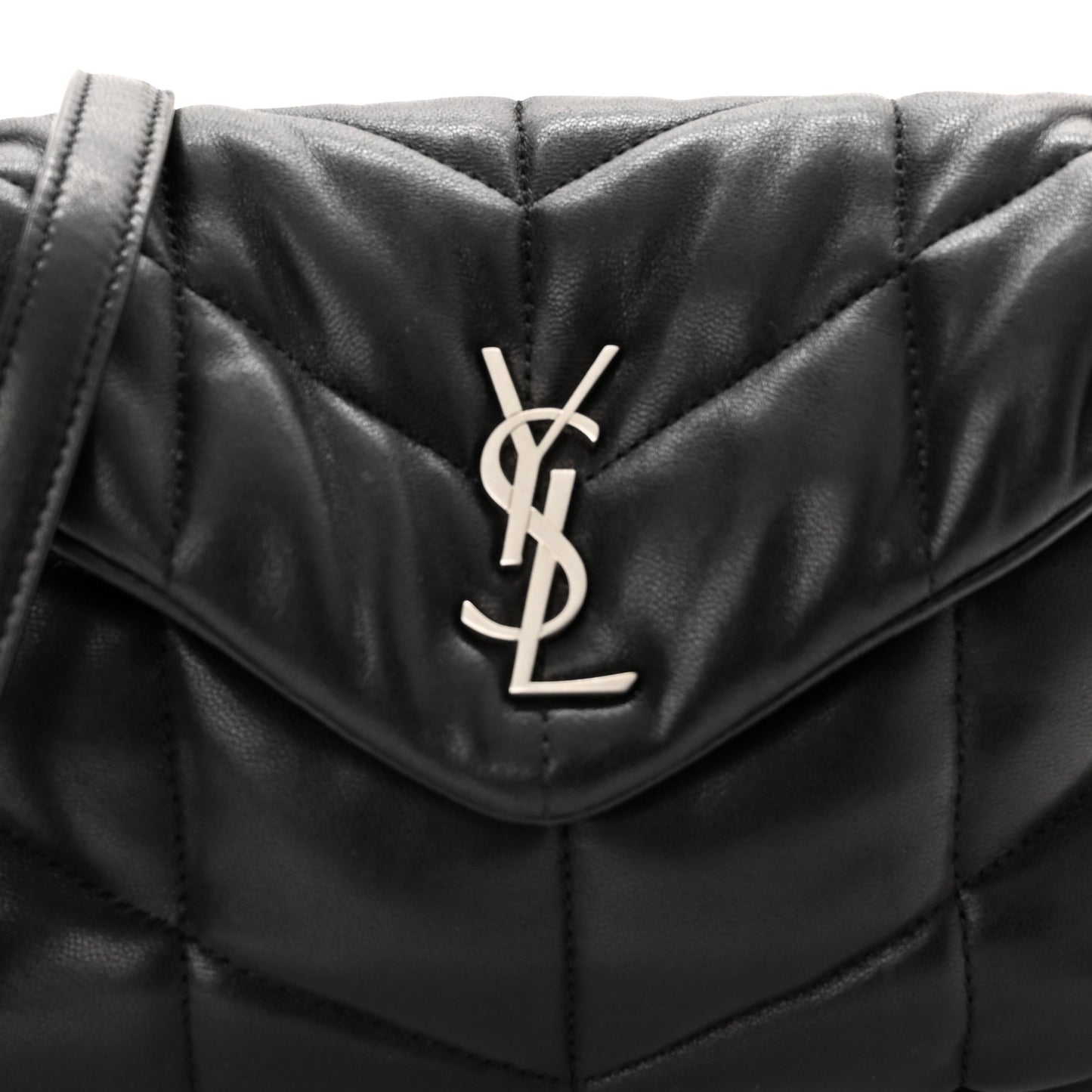 Lambskin Quilted Toy Loulou Puffer Monogram Chain Satchel Black