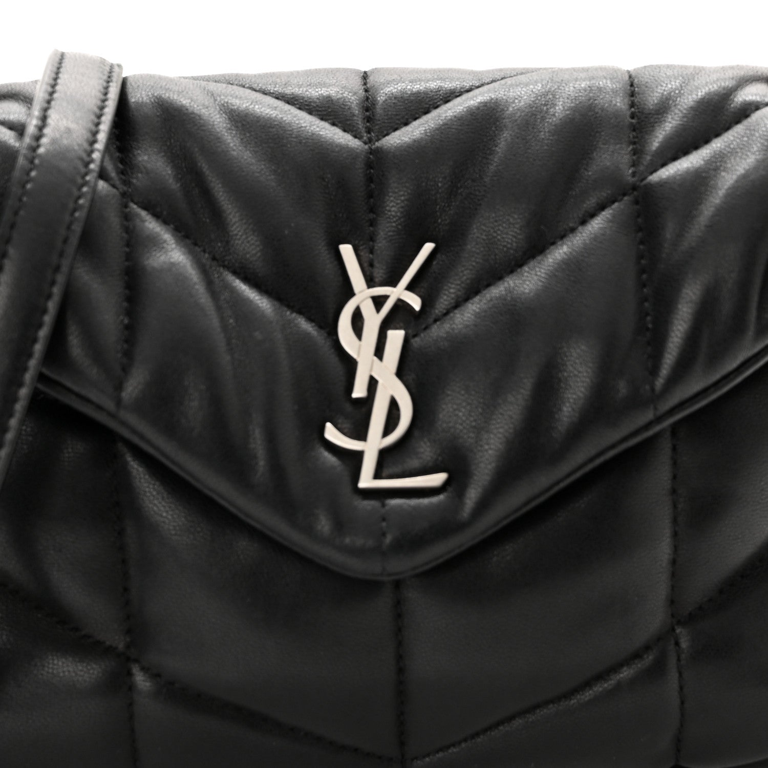 Saint Laurent Lambskin Quilted Toy Loulou Puffer Monogram Chain Satchel Black 9 of 11