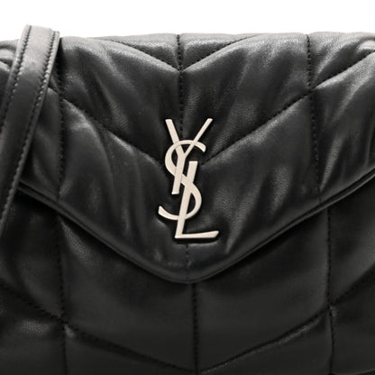 Saint Laurent Lambskin Quilted Toy Loulou Puffer Monogram Chain Satchel Black 9 of 11