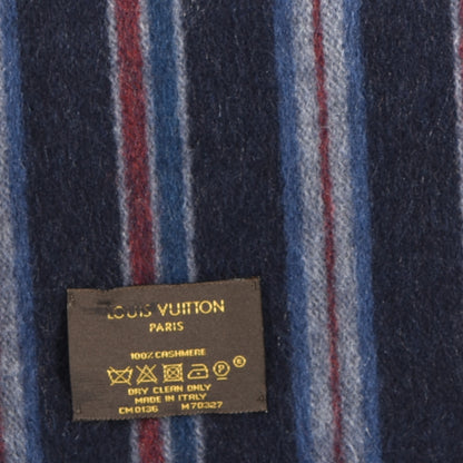 Louis Vuitton Cashmere Striped Scarf Navy 4 of 4