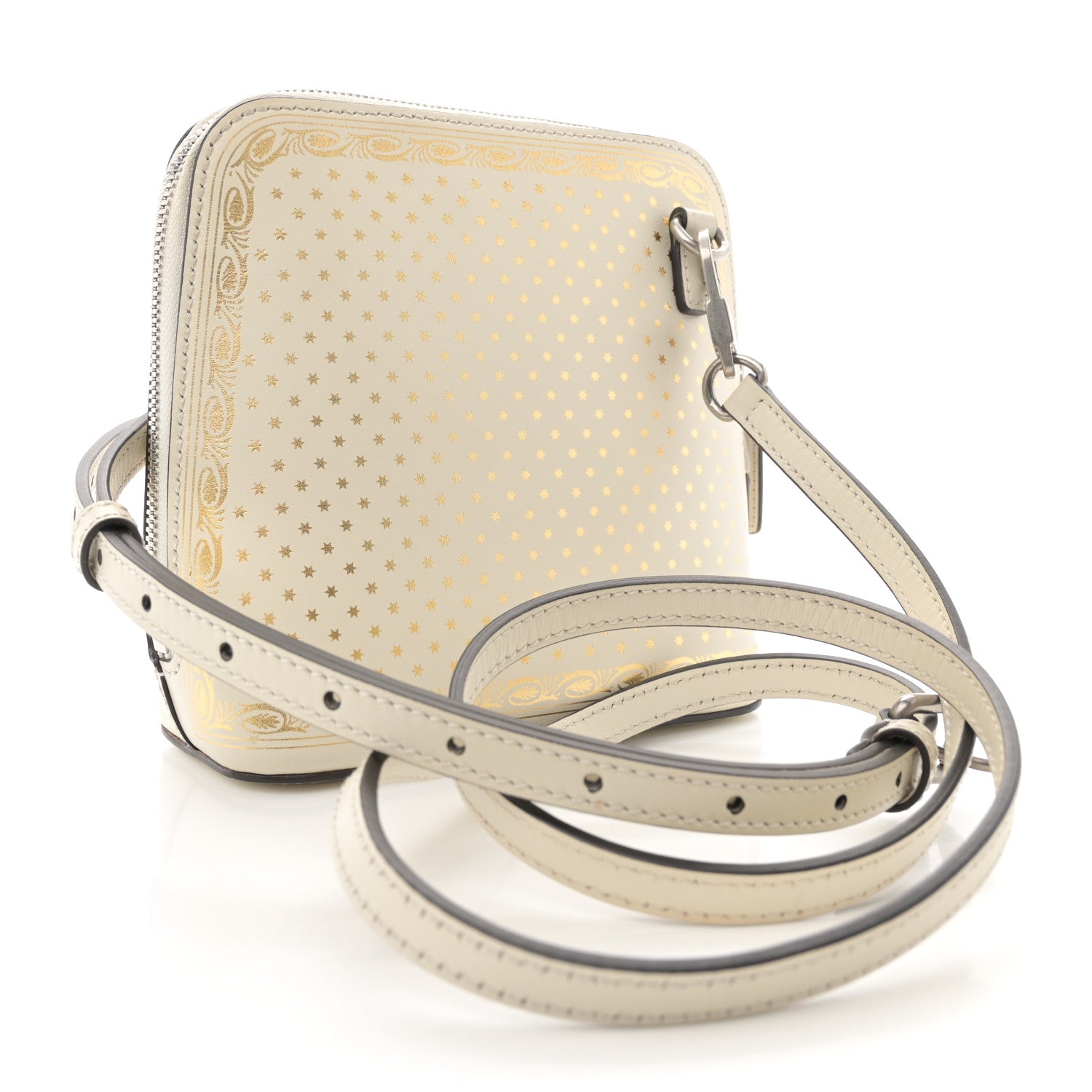Gucci X SEGA Calfskin GUCCY Stars Mini Dome Shoulder Bag Mystic White Gold 2 of 15