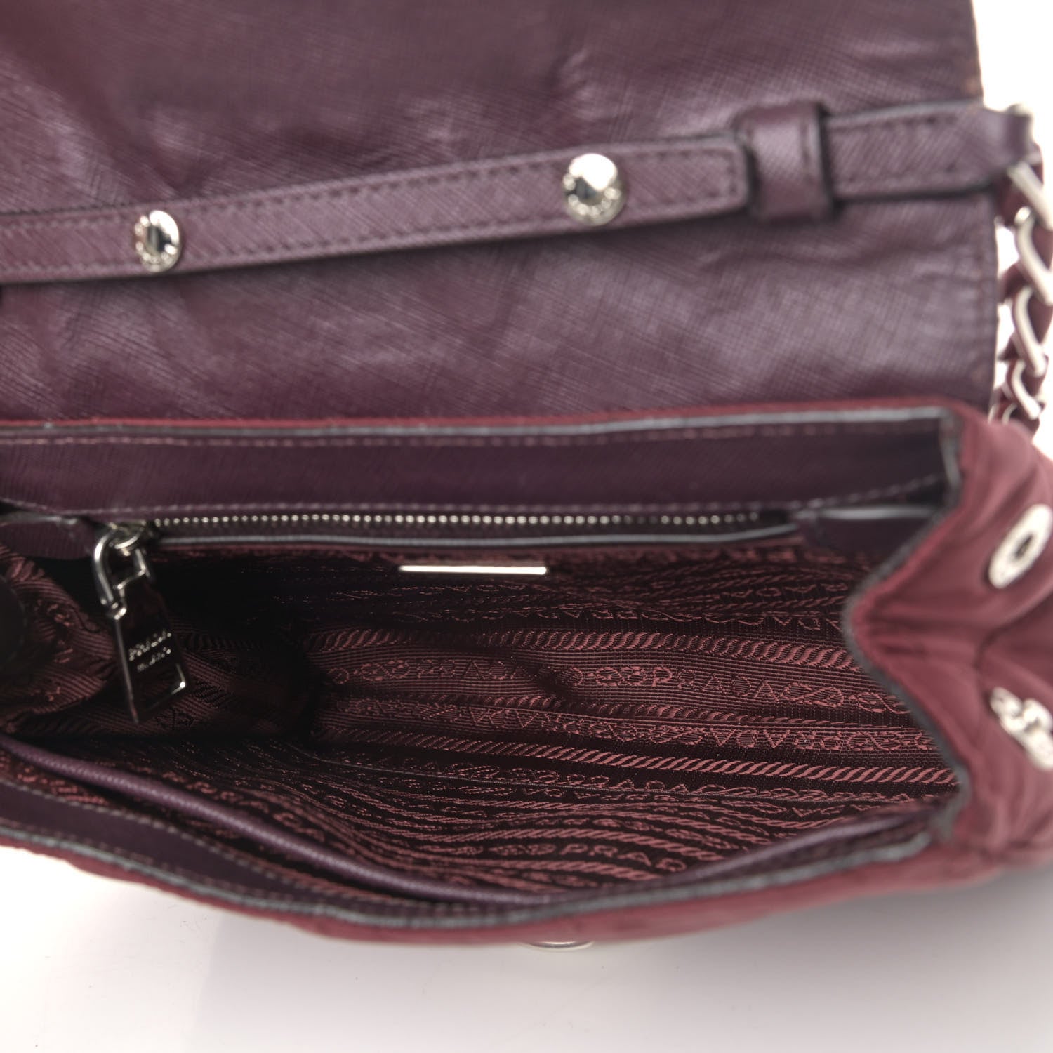 Prada Nylon Tessuto Impuntu Quilted Flap Granato 4 of 4