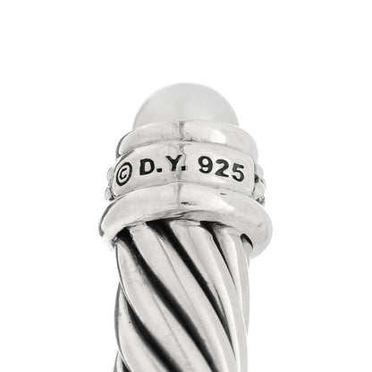 David Yurman Sterling Silver Cultured Pearl Diamond 5mm Cable Classics Bracelet 3 of 3