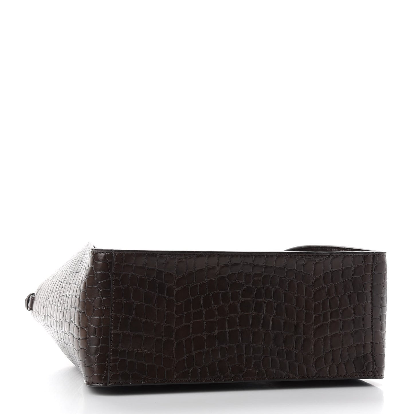 Crocodile Embossed Studded Logo Alter Nappa East West Tote Brown