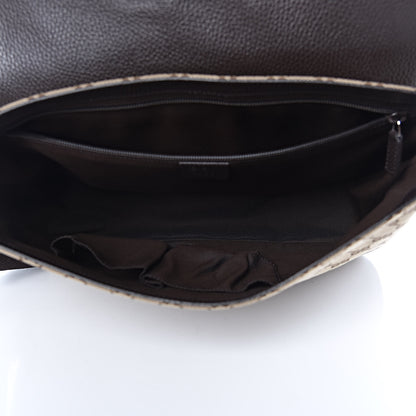 Gucci Monogram Large Flap Messenger Bag Beige Dark Brown 5 of 11