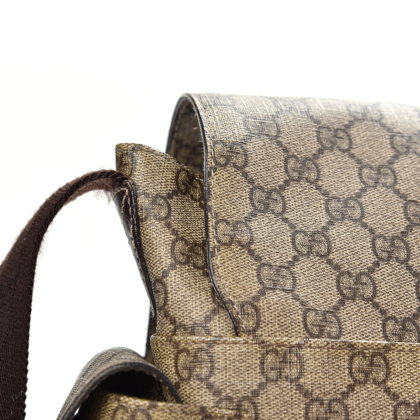 GG Supreme Monogram Selleria Calfskin Messenger Diaper Bag Beige Ebony Cocoa Dark Chocolate