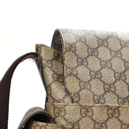 Gucci GG Supreme Monogram Selleria Calfskin Messenger Diaper Bag Beige Ebony Cocoa Dark Chocolate 14 of 16